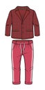 Checkered dark-red jacket and joggers with elasticized ribbing and drawstring at waist