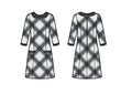 Checkered dress with collar technical vector sketch