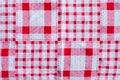 Checkered fabric, red checkered tablecloth background with copy space, fabric texture Royalty Free Stock Photo