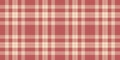 Checkered fabric tartan background, creation plaid check pattern. Revival textile seamless vector texture in red and light colors Royalty Free Stock Photo