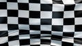 Checkered finish flag background. Wavy cloth. 3d render illustration