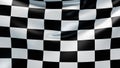 Checkered finish flag background. Wavy cloth. 3d render illustration