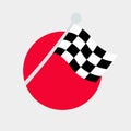 Checkered Finish Flag in a red circle. Racing competitions, motorcycle racing. Waving black and white flag. Victory Royalty Free Stock Photo