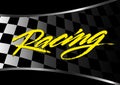 Checkered flag background with racing script Royalty Free Stock Photo
