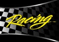 Checkered flag background with racing script