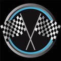 Checkered flag 3D crossed pair vector. Waving checker flags to crown a champion or the winner of a race. Royalty Free Stock Photo