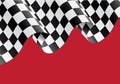 Checkered flag flying on red vector. Royalty Free Stock Photo