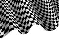 Checkered flag flying wave on white design sport race championship background vector.