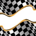 Checkered flag gold line and white vector.