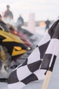 Checkered flag snowmobile race Royalty Free Stock Photo