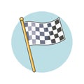 Checkered Flag Vector Illustration Racing Symbol in Light Blue Circle Royalty Free Stock Photo