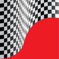 Checkered flag wave on red vector. Royalty Free Stock Photo