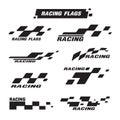 Checkered Flags Set, Racing Flags Icon. Race Car Victory logo. Vector Royalty Free Stock Photo