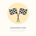 Checkered flags vector line icon. Speed automobile, racing car logo, driving lessons sign. Auto championship