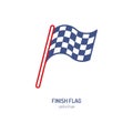 Checkered flags vector line icon. Speed automobile, racing car logo, driving lessons sign. Auto championship