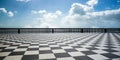 Checkered floor in city square Royalty Free Stock Photo