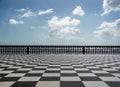 Checkered floor in city square Royalty Free Stock Photo