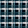 Checkered gingham fabric seamless pattern in black, white and blue, vector. EPS 10 Royalty Free Stock Photo