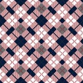 Checkered gingham plaid fabric seamless pattern in blue white and red, vector print Royalty Free Stock Photo