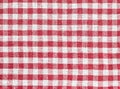 Checkered Gingham tablecloth red white fabric pattern background texture Royalty Free Stock Photo