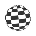 Checkered globe. Ball with black and white squares design. 3D sphere icon. Orbit model, spherical shape, round