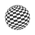 Checkered globe. 3D sphere icon. Orbit model, spherical shape. Ball with black and white squered pattern. Circle Royalty Free Stock Photo