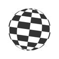 Checkered globe. 3D sphere icon. Orbit model, spherical shape. Ball with black and white squered pattern. Round