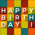 Checkered Happy Birthday card with text with long shadow Royalty Free Stock Photo