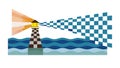 Checkered lighthouse on ocean waves, guiding light. vector design Generative AI Royalty Free Stock Photo