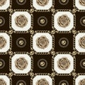 Checkered luxury pattern with golden chains roses