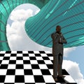 Checkered man. Surreal art Royalty Free Stock Photo