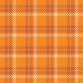 Checkered orange fabric with beige and brown stripes. Seamless pattern