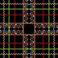 Checkered ornamental colorful vector seamless pattern. Geometric abstract plaid tartan background. Repeat striped backdrop. Tribal Royalty Free Stock Photo