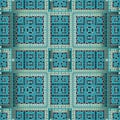 Checkered ornamental geometric greek 3d seamless pattern. Surface vector striped grid background. Repeat patterned Royalty Free Stock Photo