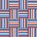 Checkered pattern. Horizontal and vertical stripes of different widths. Blue, light blue, orange colors. Seamless geometric