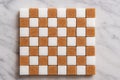 Checkered Pattern of White and Brown Sugar Cubes on Marble AI-GENERATED Royalty Free Stock Photo