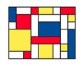 Checkered Piet Mondrian style emulation isolated vector illustration