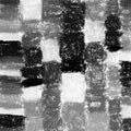 Checkered plaid background. Black and white ink hand drawn tartan, plaid pattern, charcoal pastel crayon
