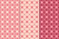 Checkered plaid fabric background. Red seamless patterns set