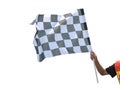 Checkered race flag in hand Royalty Free Stock Photo