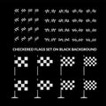 Checkered racing flag. Vector set illustration on black Royalty Free Stock Photo
