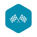 Checkered racing flags icon, simple style