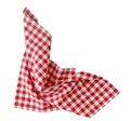 Checkered red picnic cloth crumpled isolated on white. Food decor. Kitchen towel,tablecloth. Checked napkin Royalty Free Stock Photo