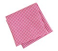 Checkered red and white napkin or folded tablecloth isolated on
