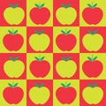 Checkered red and yellow minimalist apples seamless pattern Royalty Free Stock Photo