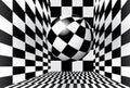 Checkered room with ball