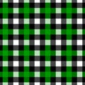 Checkered scottish seamless pattern, Tartan background, Buffalo plaid pattern, Green black and white background Vector Royalty Free Stock Photo