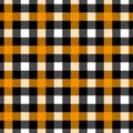 Checkered scottish seamless pattern, Tartan background, Buffalo plaid pattern. Orange black and white background Vector Royalty Free Stock Photo