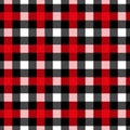 Checkered scottish seamless pattern, Tartan background, Buffalo plaid pattern, Red black and white background Vector Royalty Free Stock Photo