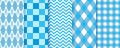 Octoberfest seamless patterns. Checkered backgrounds. Vector illustration Royalty Free Stock Photo